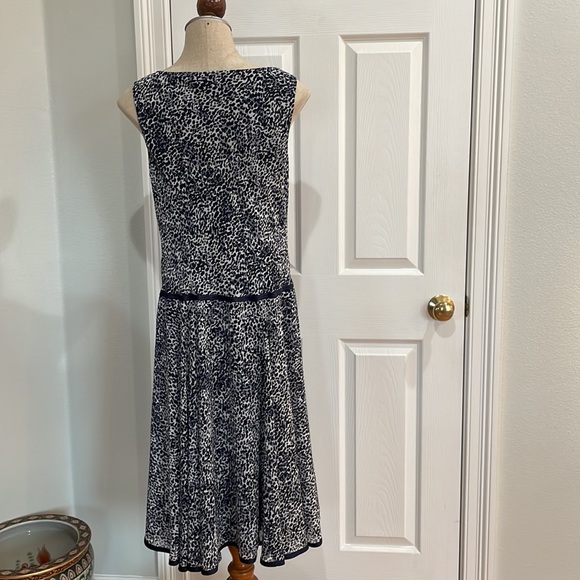 Bice by Anthropologie navy white sleeveless drop waist midi flapper dress 10 - Picture 7 of 16